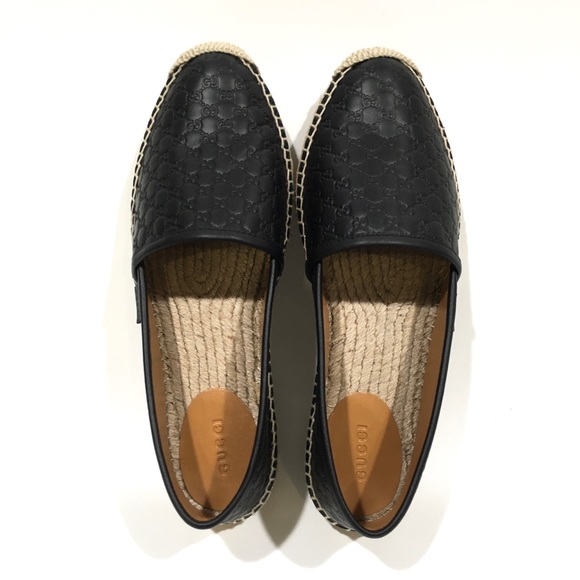 GUCCI 567106 MICROGUCCISSIMA LEATHER ESPADRILLES -BLACK -WOMEN’S US 8 -NEW - Picture 8 of 10